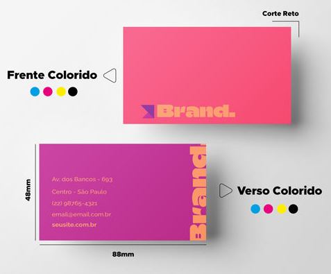 Cartão de Visita colorido frente e verso.